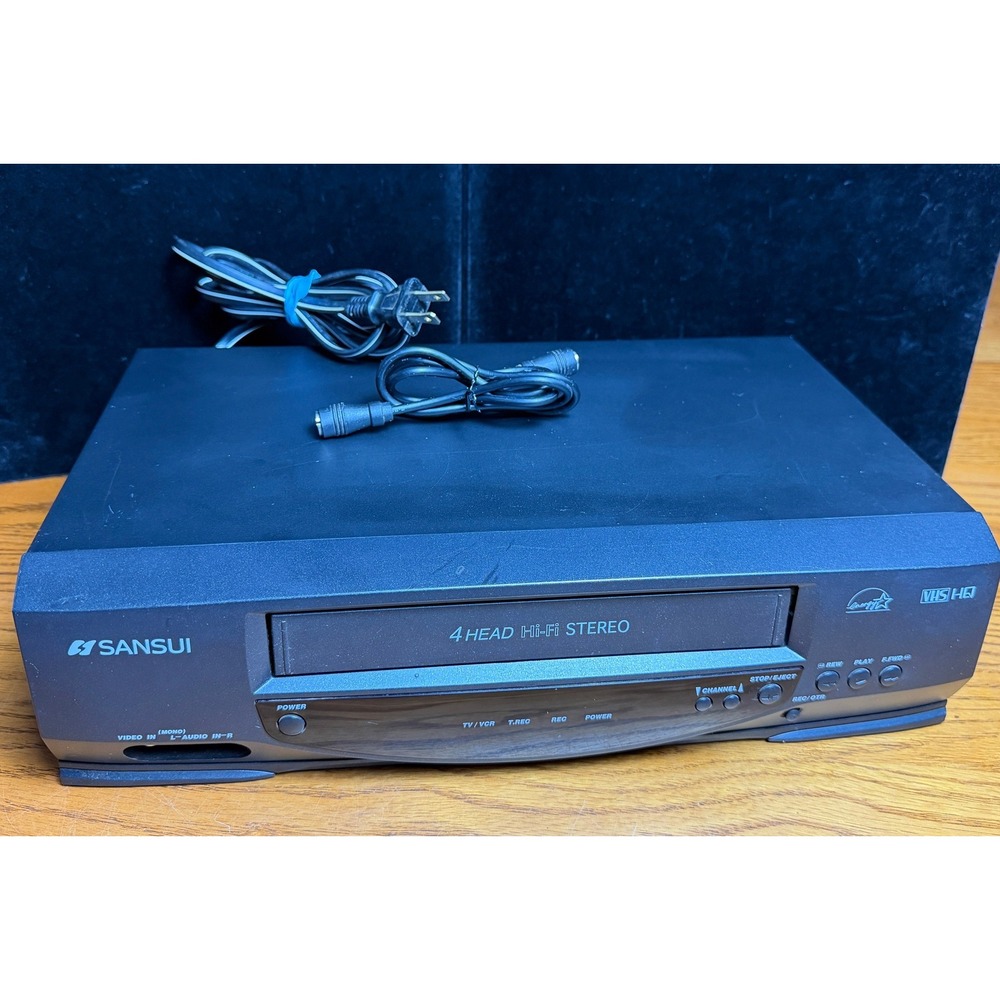 Sansui VHF6012 4-Head Hi-Fi Stereo VCR-VHS Player, Black, No Remote, WORKS